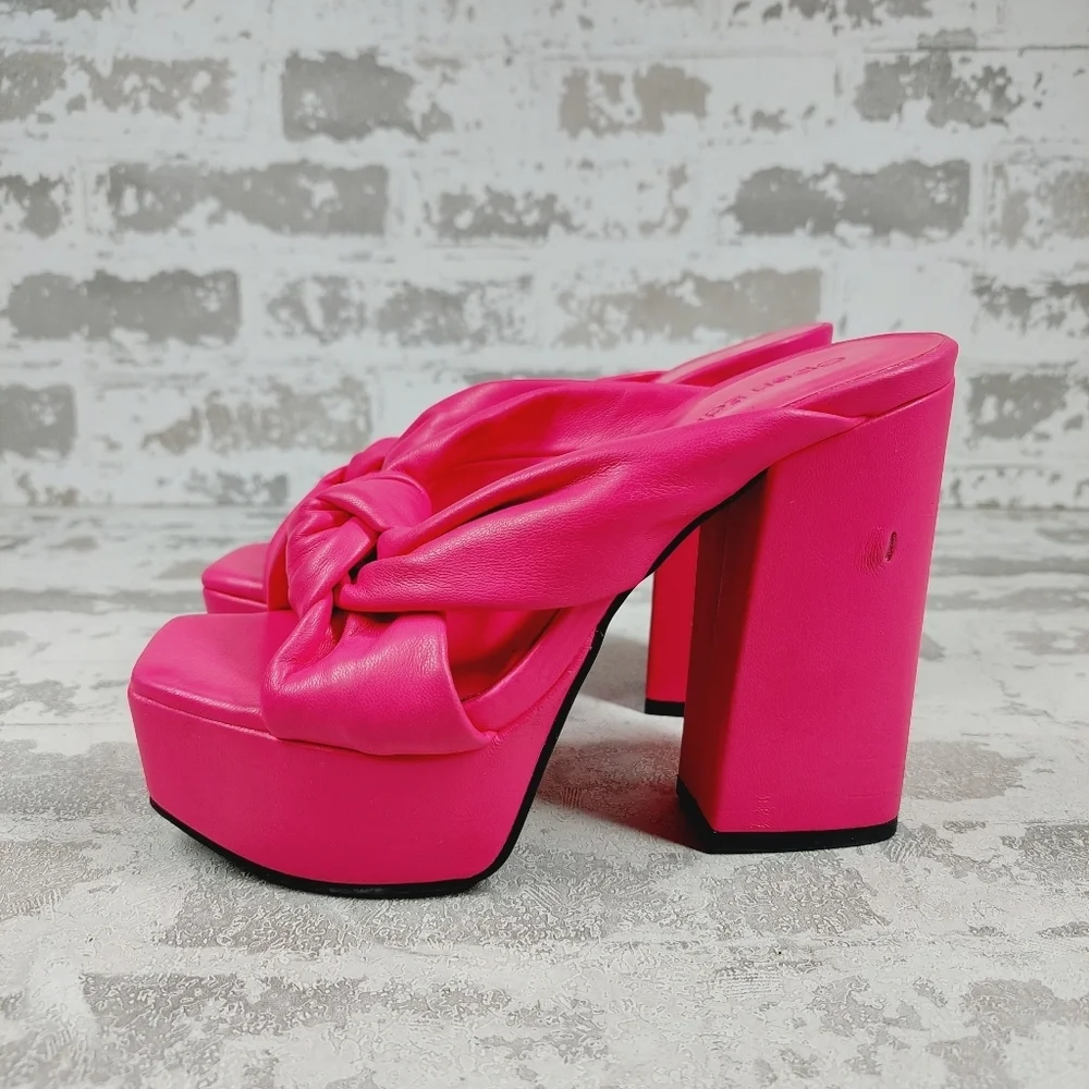New Open Edit Kaia Knot Square Toe Platform Sandals B477